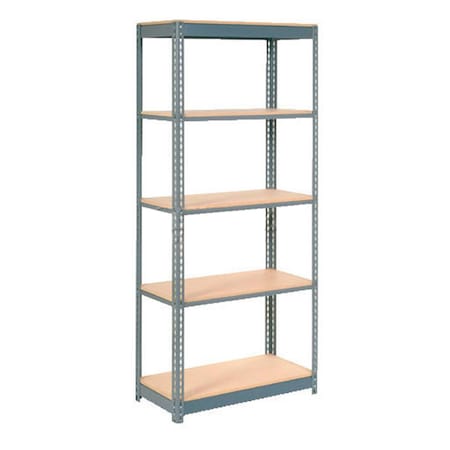 Global Industrial Heavy Duty Shelving 48W x 12D x 72H With 5 Shelves, Wood Deck, Gray B2297548